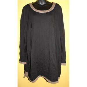CJ Banks 3x Black With Tan Trim Tunic Top Very Nice Weight Sharp Looking